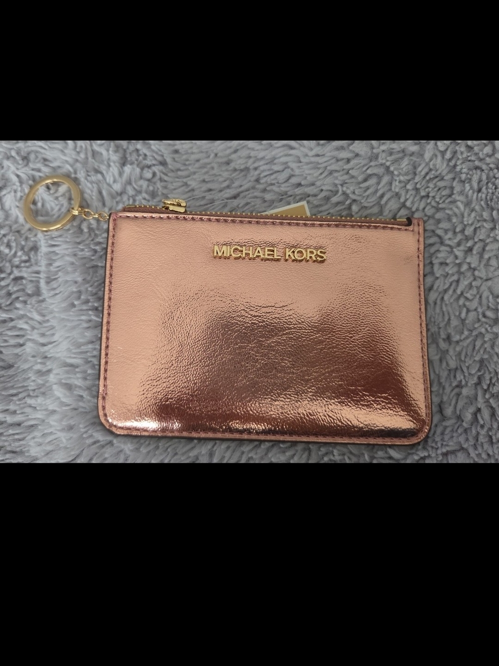 Michael Kors Metallic Rose Gold Card Wallet with Keyring